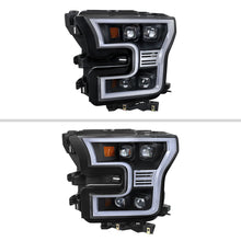Load image into Gallery viewer, Spec-D Full LED Projector Headlights for Ford F150 (2015-2017) LED DRL Light Bar Black - Clear or Smoked Lens Alternate Image