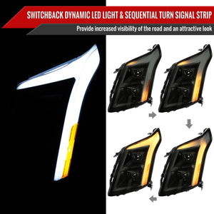 Spec-D Projector Headlights Cadillac SRX (10-16) w/ LED Strip & Sequential Turn Signal - Black