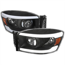 Load image into Gallery viewer, Spec-D Projector Headlights Dodge RAM 1500 / 2500 / 3500 (2006-2009) LED Bar - Black or Chrome - Matte Black / Clear Alternate Image