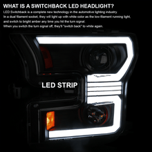 Load image into Gallery viewer, Spec-D Projector Headlights Ford F150 (15–17) w/ Switchback Sequential Turn Signals w/ White Housing &amp; Clear Lens Alternate Image