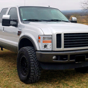 Spec-D Projector Headlights Ford F250 F350 F450 (2008-2010) Sequential LED Light Bar - Black / Chrome