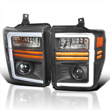 Load image into Gallery viewer, Spec-D Projector Headlights Ford F250 F350 F450 (2008-2010) Sequential LED Light Bar - Black / Chrome Alternate Image