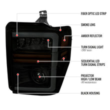 Load image into Gallery viewer, Spec-D Projector Headlights Ford F250 F350 F450 (08-09-10) LED C-Bar - Black / Smoke / Chrome - Black Housing / Clear Lens Alternate Image