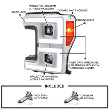 Load image into Gallery viewer, Spec-D Projector Headlights Ford F250 F350 F450 (2017-2019) Dual C Bar Style &amp; Sequential LED Turn Signal - Black / White / Clear - Matte Black / Clear Lens Alternate Image