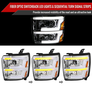 Spec-D Projector Headlights Chevy Silverado 2500HD / 3500HD (15-19) Switchback Sequential LED