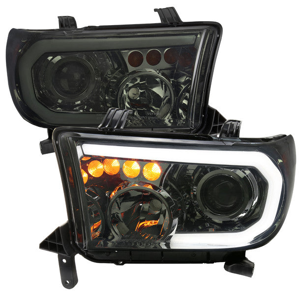 Spec-D Projector Headlights Toyota Sequoia (08-17) w/ Retro Style LED Tube - Black or Chrome