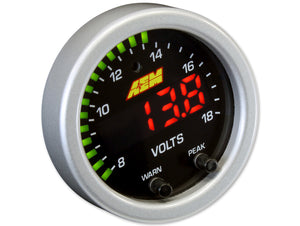 AEM X-Series Volt Gauge 8-18V Black Bezel & Black Faceplate 30-0303