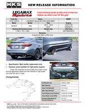 Load image into Gallery viewer, HKS Exhaust Infiniti Q50 (2014-2023) LEGAMAX Sport Axleback - 31021-AN012 - Default Title Alternate Image