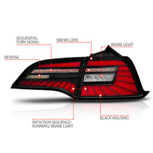 Load image into Gallery viewer, Anzo Full LED Tail Lights Tesla Model 3 (17-23) &amp; Model Y (20-25) Sequential Turn Signals - Black Housing with Smoked Lens 311489X - Default Title Alternate Image