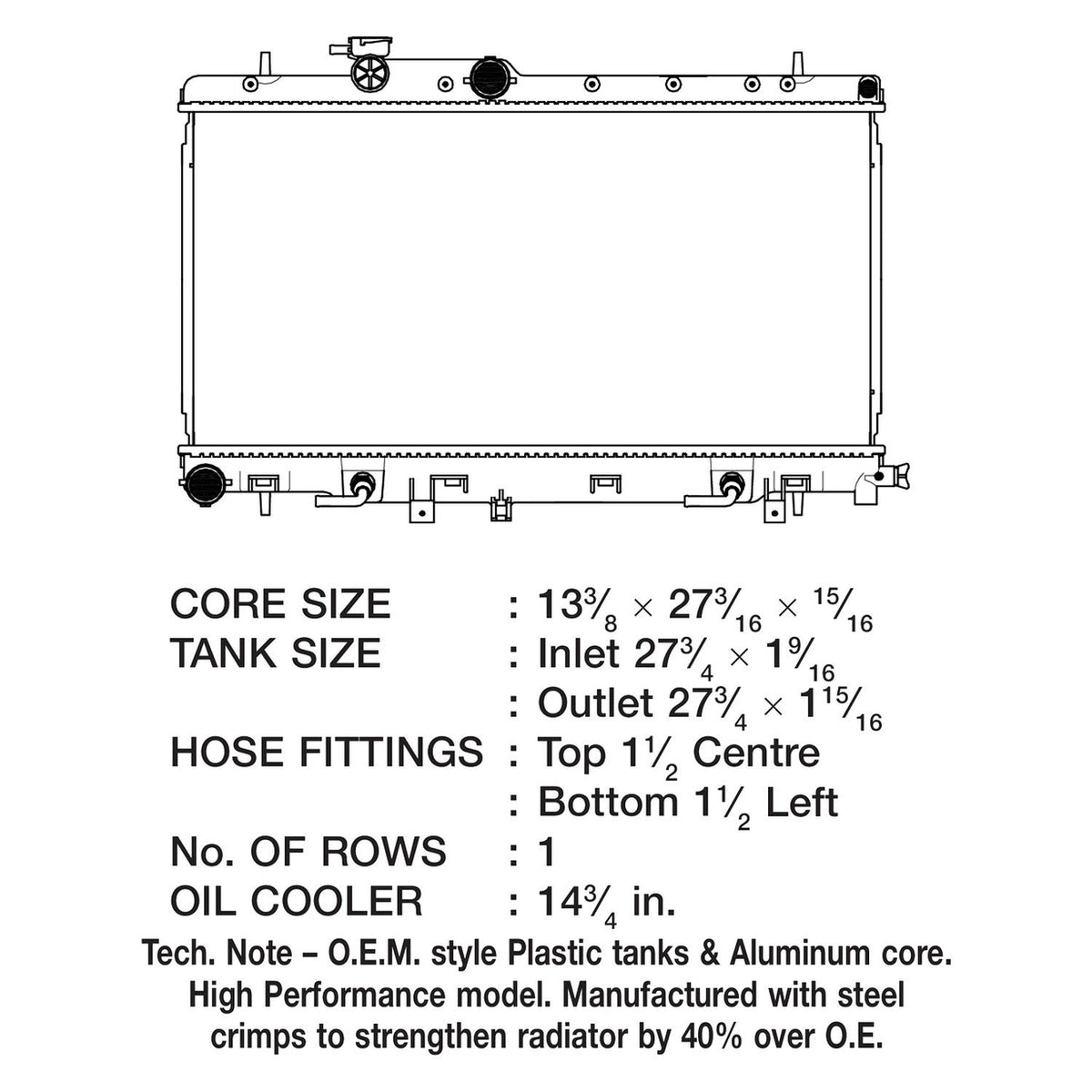 CSF Radiator Subaru WRX / WRX STi (2002-2005) OEM Replacement w/ Alumi