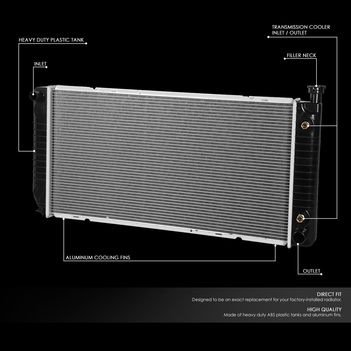 DNA Radiator Cadillac Escalade (1999-2000) Chevy C1500/C2500  Pickup/Suburban (1996-1999) OE Design Aluminum