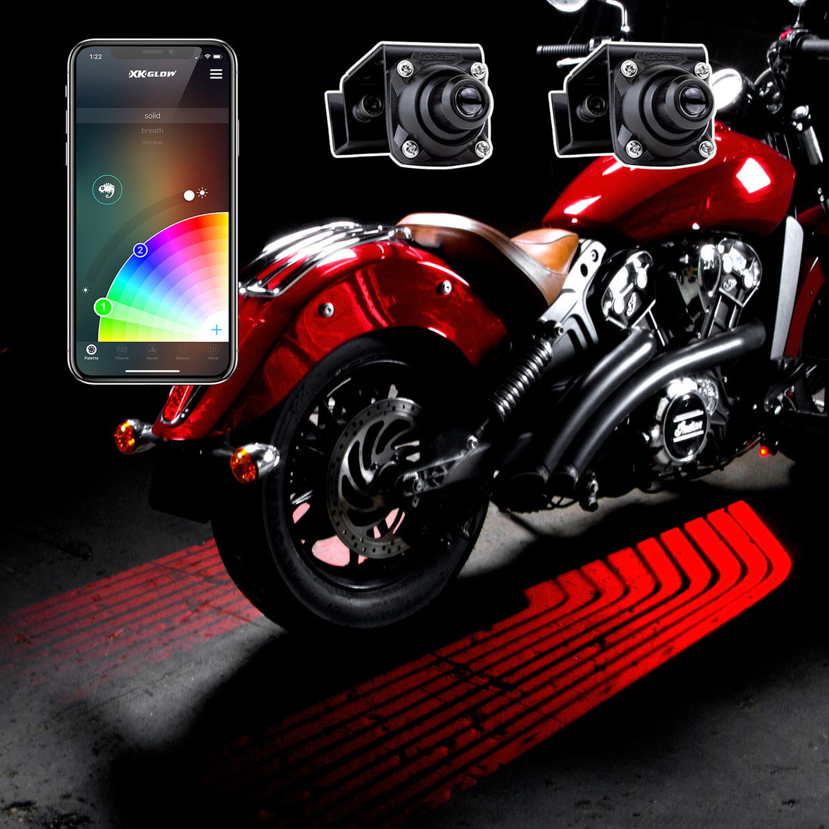 XKGlow Curbfx RGB Projector Kit w/ XKChrome Smartphone App - 2pc or 4p