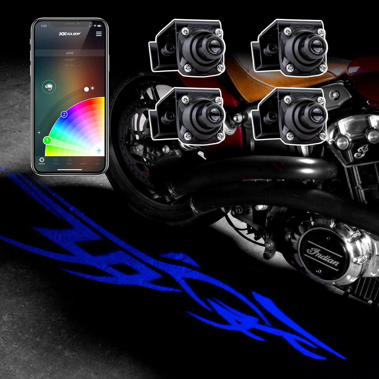 XKGlow Curbfx RGB Projector Kit w/ XKChrome Smartphone App - 2pc or 4p