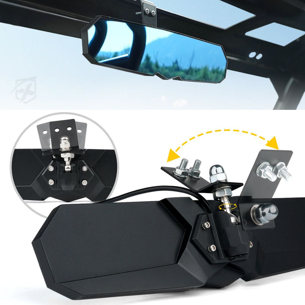 Xprite UTV Side Mirrors With LED Spot Lights – 1.6-2" Clamp, 45W 4500lm, Can-Am Polaris