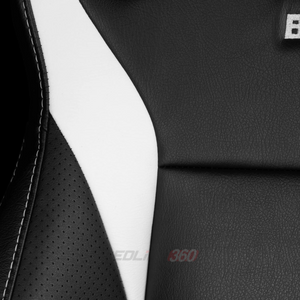 BRAUM Elite V2 Sport Seats (Reclinable - Black Leatherette) White / Red / Black Stitching