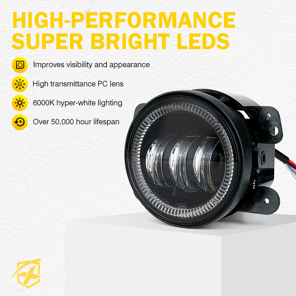 LED Fog Light Lamps W/ Covers Bezel For Jeep Grand Cherokee 2017-2022