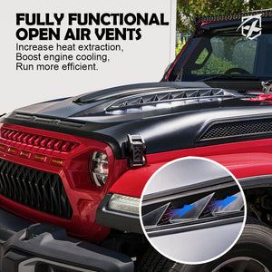 Xprite Hood Jeep Gladiator JT (2020-2022) [Unpainted - Unleash Series] w/ Functional Air vents