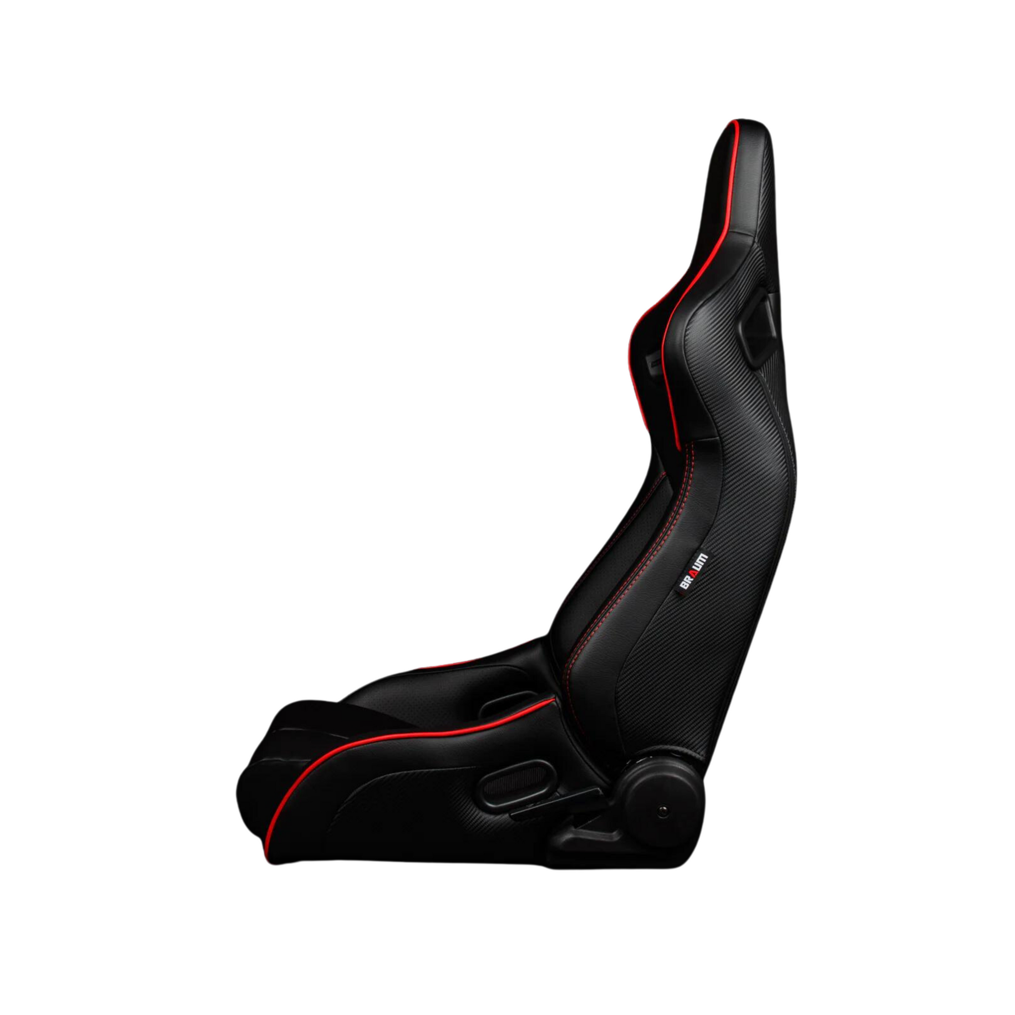 BRAUM Elite-R Racing Seats (Reclinable - Black Leatherette / Red Stitc