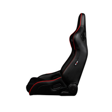 Load image into Gallery viewer, BRAUM Elite-R Racing Seats (Reclinable - Black Leatherette / Red Stitching / Red Piping ) BRR1R-BKRP Alternate Image