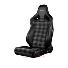 Load image into Gallery viewer, BRAUM Elite V2 Sport Seats (Reclinable - Black and Grey Plaid Inserts) Low Base Version Alternate Image