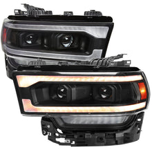 Load image into Gallery viewer, Spec-D Projector Headlights Ram 2500 3500 (19-23) Tradesman / Big Horn - C-Bar LED - Black / Chrome - Sequential Black w/ Amber LED Bar Alternate Image