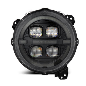 AlphaRex LED Projector Headlights Jeep Gladiator JT (18-23) [3D Ice-Cube LED - NOVA Series w/ DRL] Alpha-Black or Black