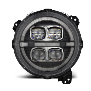 AlphaRex LED Projector Headlights Jeep Gladiator JT (18-23) [3D Ice-Cube LED - NOVA Series w/ DRL] Alpha-Black or Black