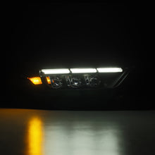 Load image into Gallery viewer, AlphaRex LED Projector Headlights Ford Mustang (15-17) S550 [3D Ice-Cube LED - NOVA Series w/ DRL] Alpha-Black or Black - Tribar DRL / Black Alternate Image