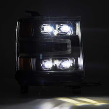 Load image into Gallery viewer, AlphaRex LED Projector Headlights Chevy Silverado 1500 (16-18) [3D Ice-Cube LED - NOVA Series w/ DRL] Black / Chrome / Jet Black - Alpha-Black / w/ Converter Alternate Image