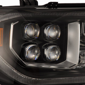 AlphaRex LED Projector Headlights Toyota Tundra (07-13) Sequoia (07-17) [MK II NOVA Series w/ DRL & Level Adjuster] Alpha-Black / Black / Chrome