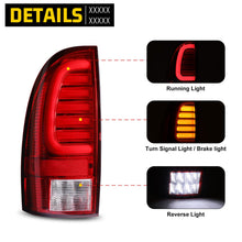 Load image into Gallery viewer, Winjet LED Tail Lights for Toyota Tacoma (2005-2015) with or without Sequential Turn Signal - Chrome with Red Lens Alternate Image