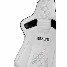 Load image into Gallery viewer, BRAUM Elite-X Racing Seats (Reclinable - White Leatherette w/ Diamond Stitching ) BRR1X-WDDBS Alternate Image