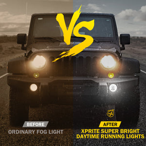 Xprite 4 Inch Halo LED Fog Lights Jeep Wrangler JL (2019-2022) [Escapade Series] Multiple Color Options