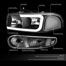 Load image into Gallery viewer, DNA Headlights for GMC Yukon (2000-2006) Yukon XL 1500 (2001-2006) with C-Shaped LED DRL and Black or Chrome Housing Alternate Image
