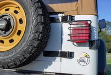 Load image into Gallery viewer, Kentrol Tailgate Tire Stop Jeep Wrangler CJ/YJ (1976-1995) Polished or Black Alternate Image