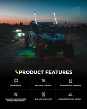 Load image into Gallery viewer, Xprite RGB-W Fat LED Whip Lights w/ U.S. / Xprite Flag - Multiple Length Options Alternate Image