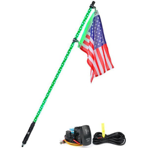 Xprite Twister Series Spiral Solid Color LED Flag Pole Whip Light - Multiple Length Options