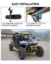 Load image into Gallery viewer, Xprite UTV Rear View Center Mirror [Fits 1.75" to 2" Rollbar] Convex 13" or 17" Wide Valiant Series Alternate Image
