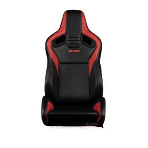 BRAUM Elite V2 Sport Seats (Reclinable - Black Leatherette) White / Red / Black Stitching