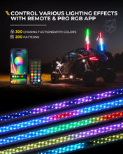 Load image into Gallery viewer, Xprite RGB LED Whip Lights w/ Spring Mount &amp; U.S. Flag / Xprite Flag - Multiple Length Options Alternate Image