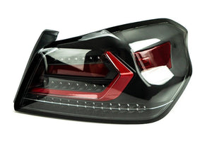 OLM Evolution Tail Lights Subaru WRX / WRX STI (2015-2021) Clear Lens / Black Base / Red Bar