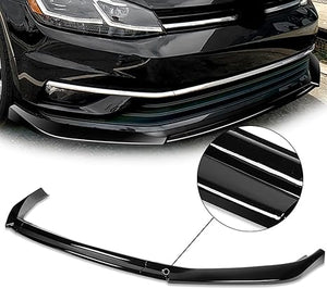 DNA Front Lip VW Golf Non GTI/R/R-Line (2018-2021 ) w/ Vertical Stabilizers  - Matte Black/ Glossy Black/ Carbon Fiber