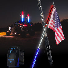 Load image into Gallery viewer, Xprite Spiral Solid Color LED Flag Pole Whip Light - Multiple Length &amp; Light Color Options - 1pc / 4ft / Red-White-Blue Alternate Image