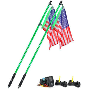 Xprite Twister Series Spiral Solid Color LED Flag Pole Whip Light - Multiple Length Options