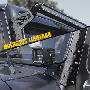 Xprite Light Bar Mounting Brackets w/ Lower Jeep Wrangler TJ LJ (1997-2006) Mamba Series Front Windshield 50" - WLB-0028-G1