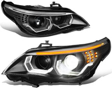 Load image into Gallery viewer, DNA Projector Headlights for BMW E60 528i / 535i / 550i (2008–2010) with LED DRL Halo Switchback Signal - Chrome or Black Housing Alternate Image