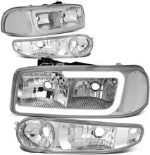Load image into Gallery viewer, DNA Headlights for GMC Yukon (2000-2006) Yukon XL 1500 (2001-2006) with C-Shaped LED DRL and Black or Chrome Housing Alternate Image