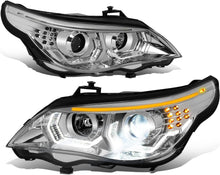 Load image into Gallery viewer, DNA Projector Headlights for BMW E60 528i / 535i / 550i (2008–2010) with LED DRL Halo Switchback Signal - Chrome or Black Housing Alternate Image