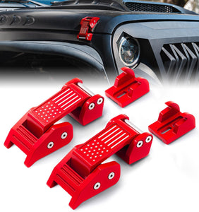 Xprite Black Aluminum Hood Latch Kit Jeep Wrangler JK (07-18) Wrangler JL (18-24) Gladiator JT (20-24)