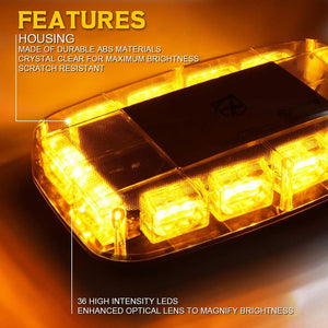 Xprite Blaze 2.0 Series Mini LED Rooftop Strobe Light Bar with Magnetic Base 72W - Multiple Light Color Option